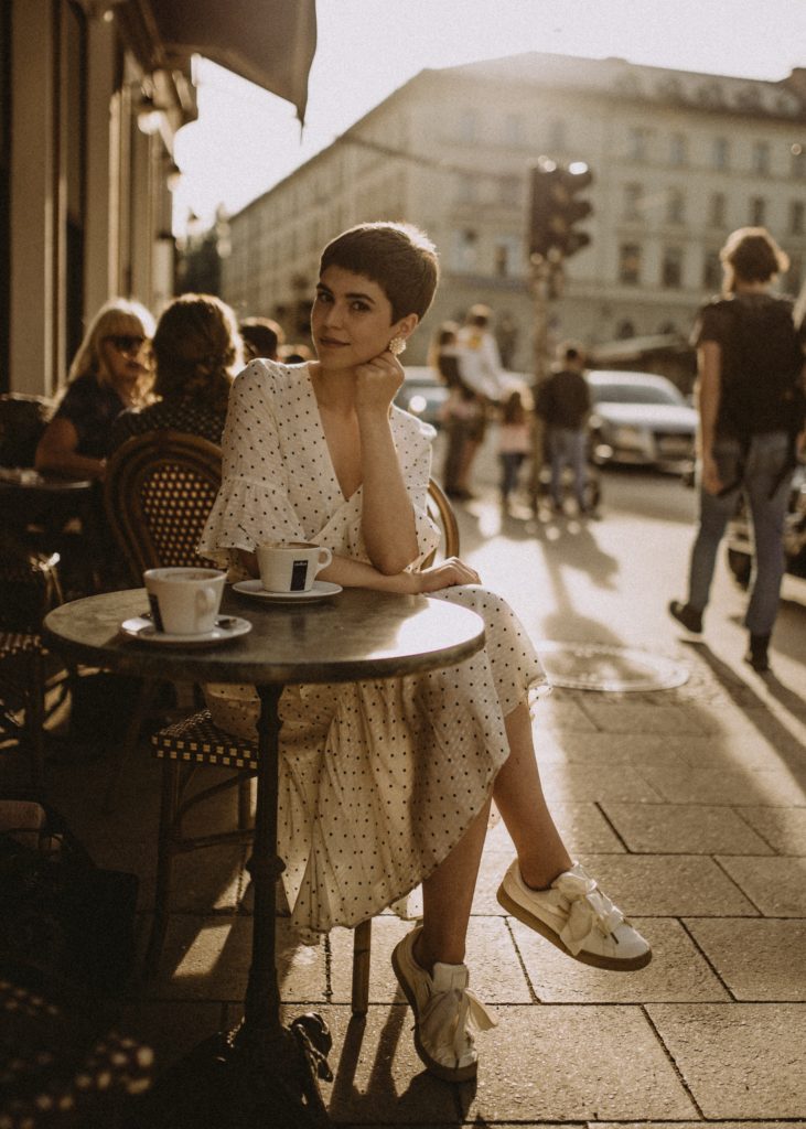 Dining at Sunset in a cafe